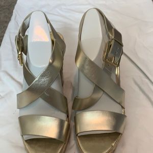 Michael kors espadrille wedges gold size 7.5